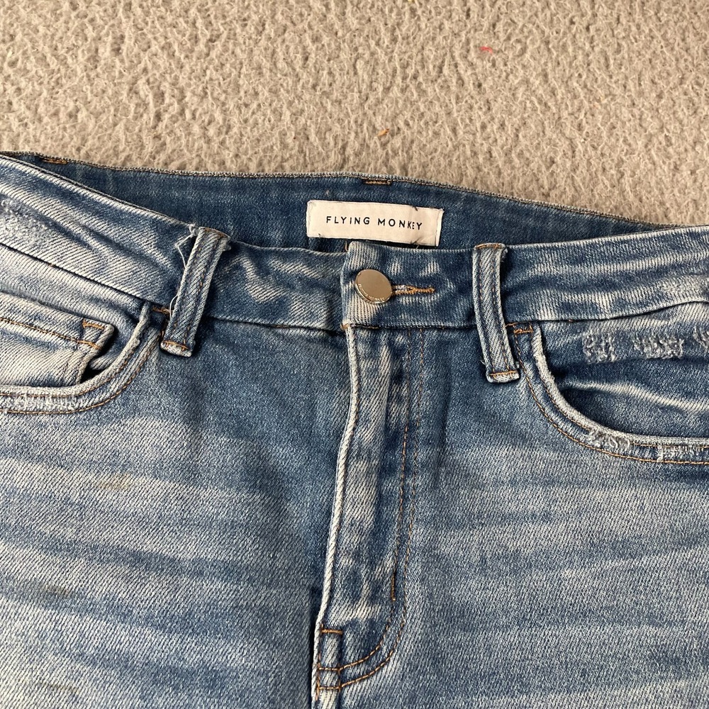 Flying Monkey Slim Straight Jeans Size 26 High Rise Medium Blue Stretch Poised - Picture 4 of 9